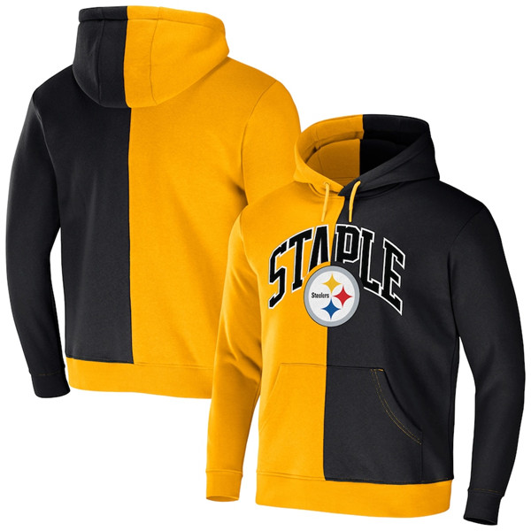 Pittsburgh Steelers Gold Black Split Logo Pullover Hoodie